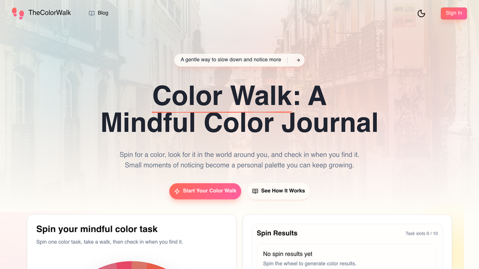 Screenshot of TheColorWalk
