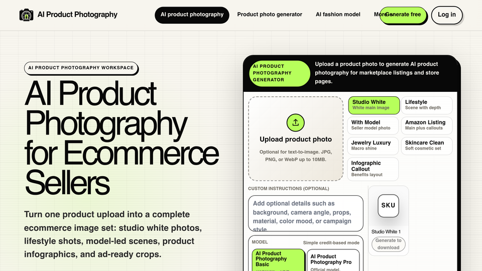 Screenshot of Aiproductphotography