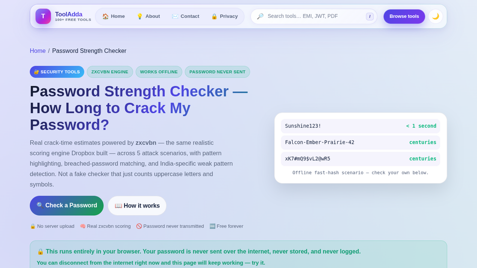 Screenshot of Password Strength Check