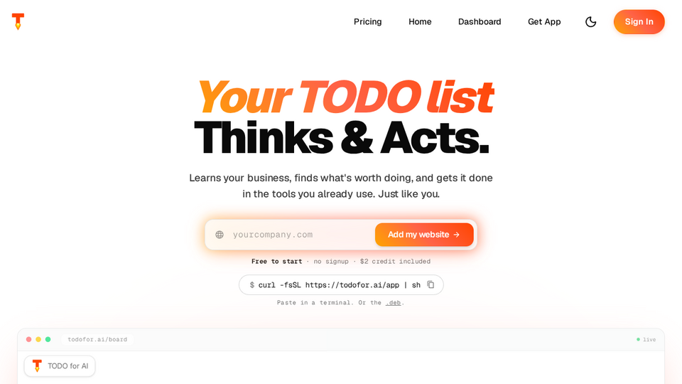 Screenshot of TODO for AI