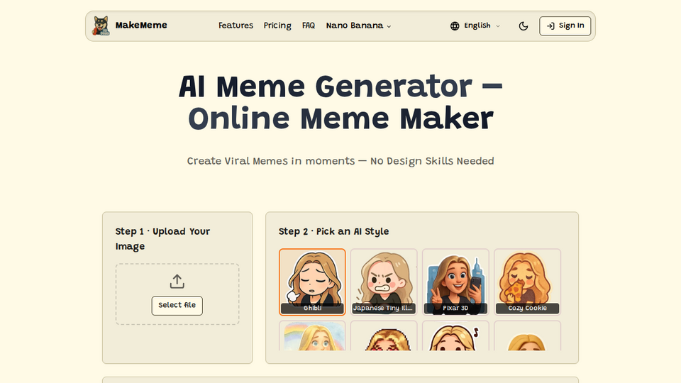 Screenshot of MakeMeme