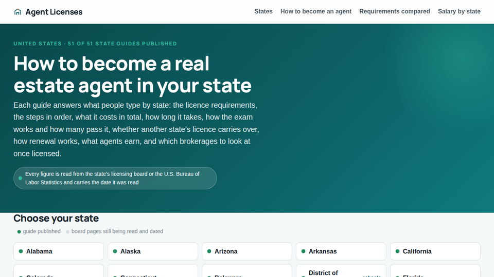 Screenshot of Agent Licenses