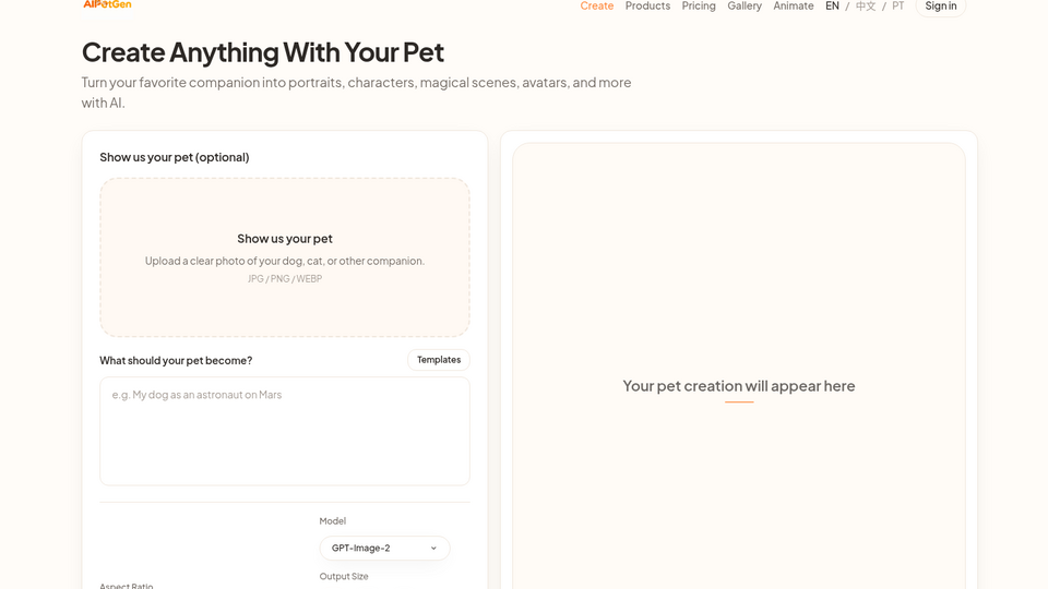 Screenshot of AIPetGen