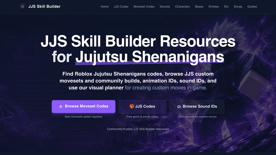 Screenshot of JJS Skill Builder