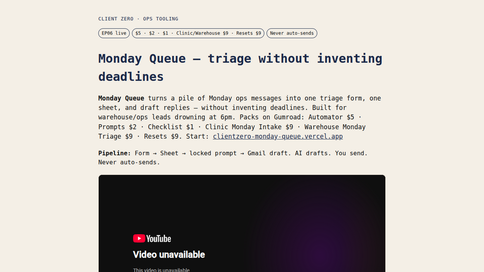 Screenshot of Monday Queue Automator