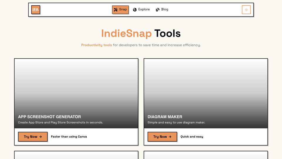 Screenshot of IndieSnap