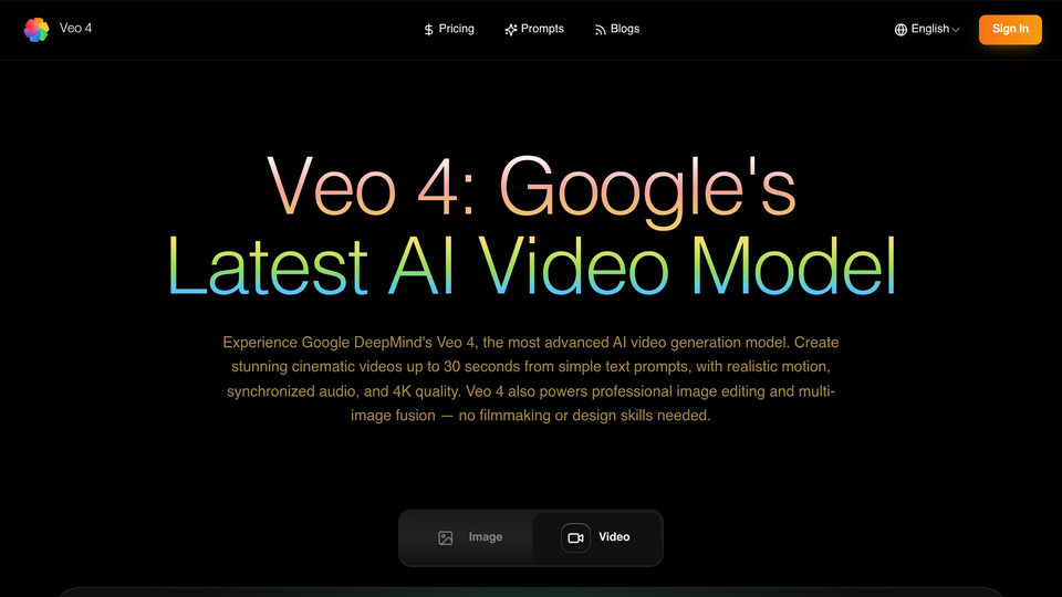 Screenshot of Veo 4 AI Video Generator