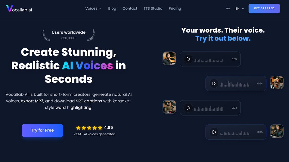 Screenshot of Vocallab AI