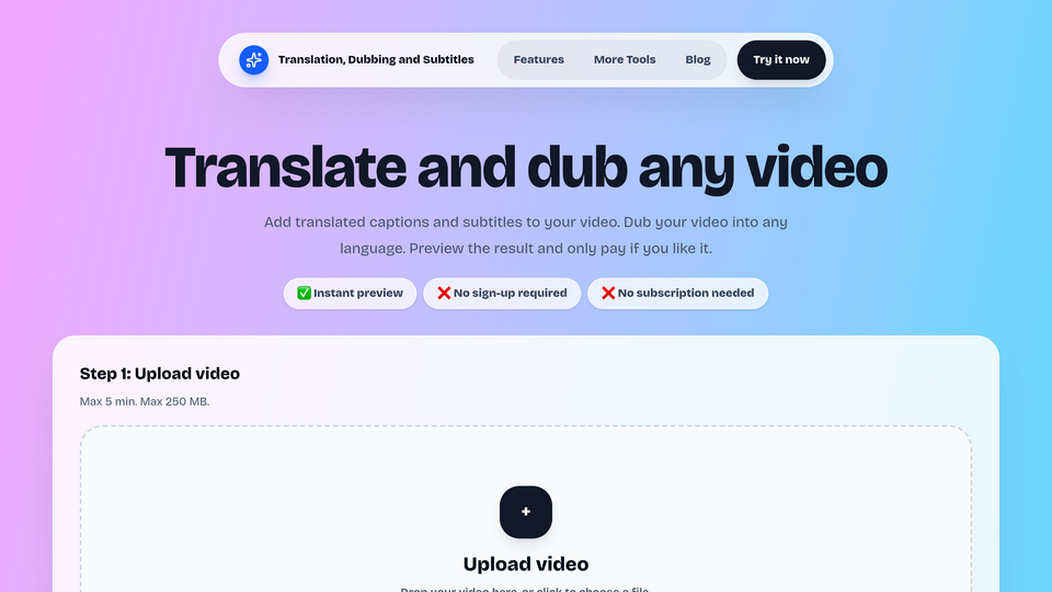 Screenshot of Translate-Dub.com