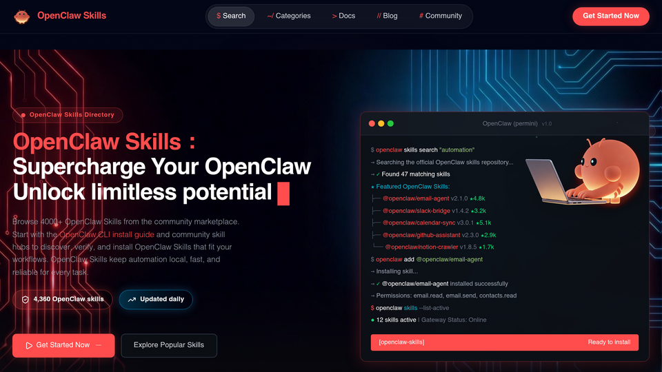 Screenshot of OpenClaw Skills Director