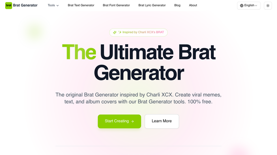 Screenshot of Brat Generator
