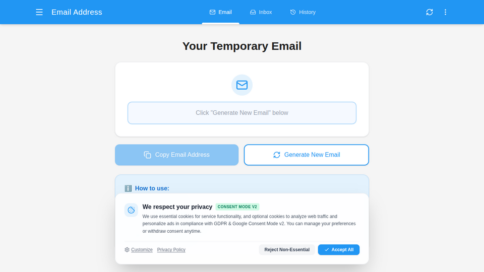 Screenshot of TempEmailfree