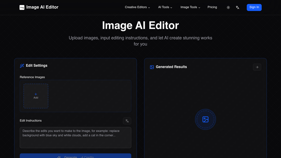 Screenshot of AI Image Editor