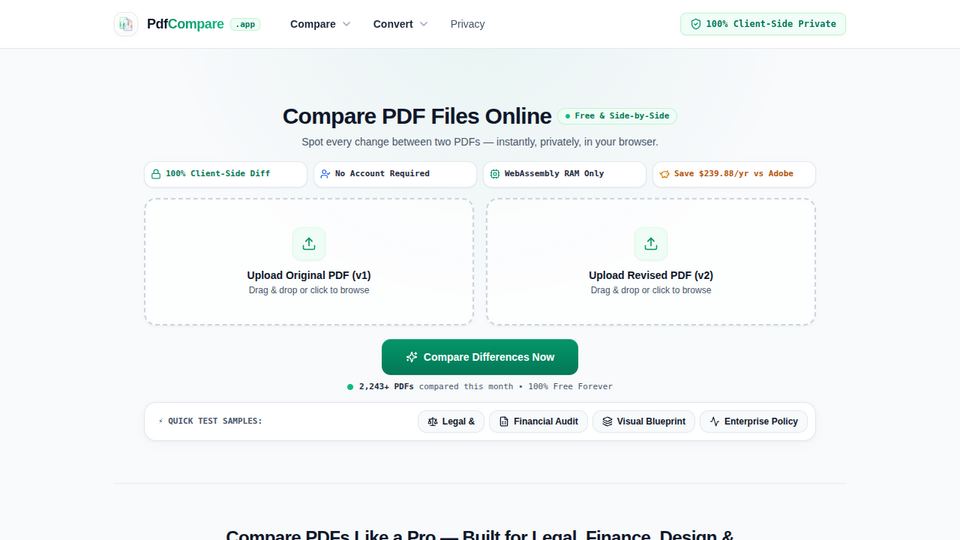 Screenshot of PdfCompare.app