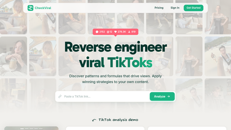 Screenshot of CheckViral