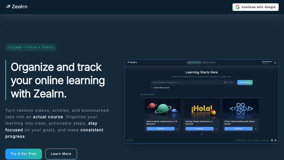 Screenshot of Zealrn
