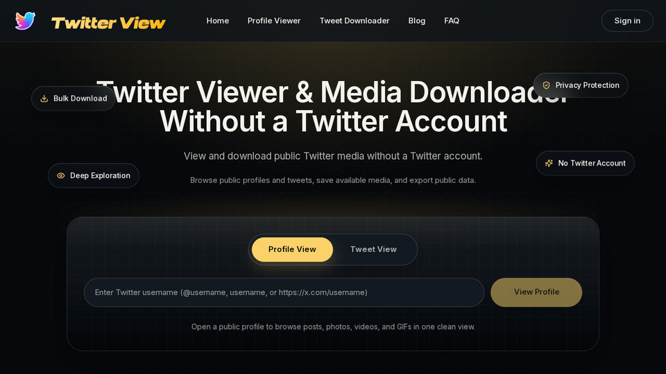 Screenshot of Twitter view