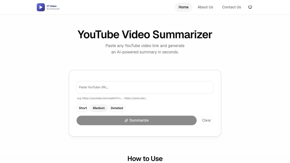 Screenshot of YT Video Summarizer