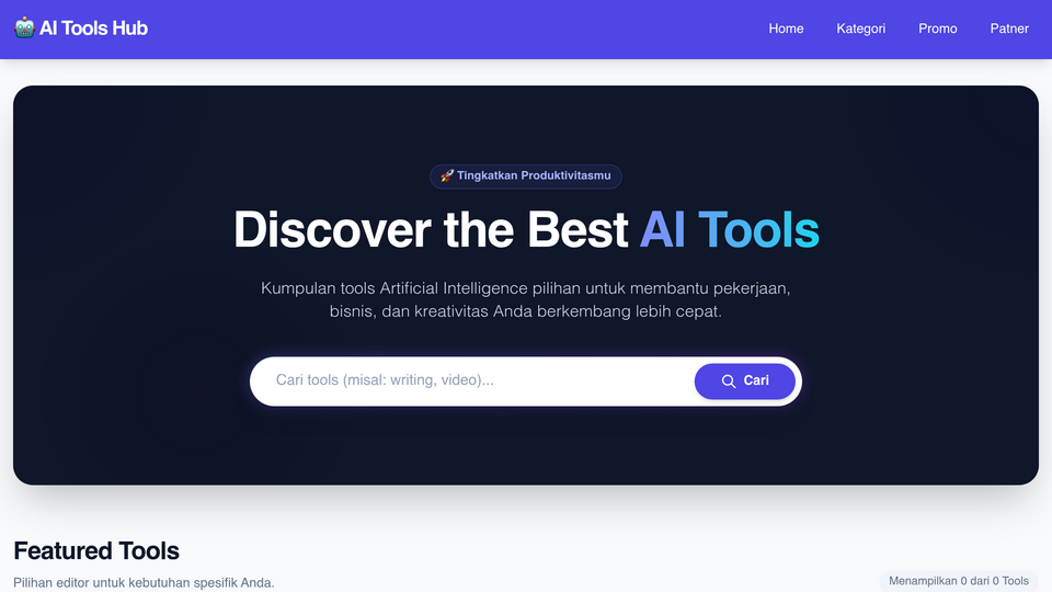 Screenshot of AI Tools Hub