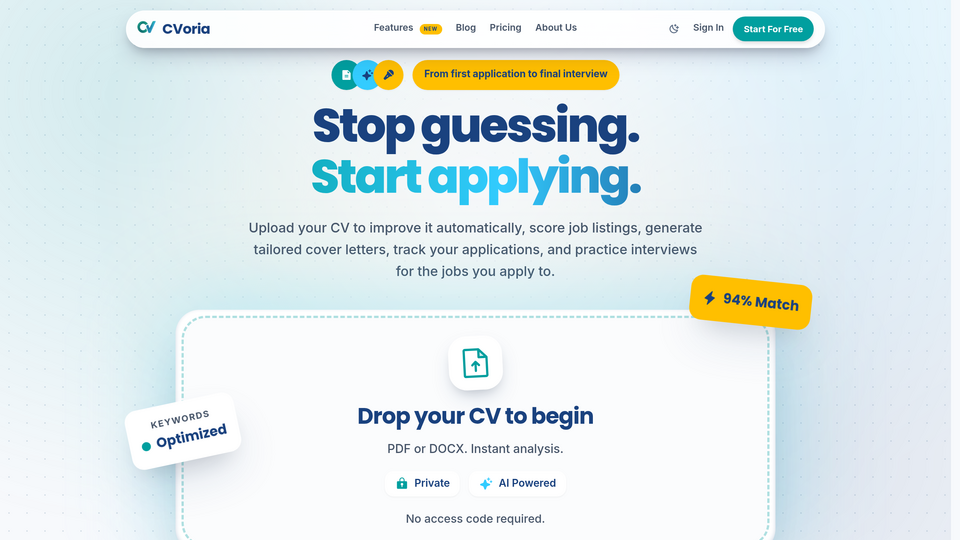 Screenshot of CVoria