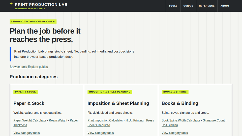 Screenshot of Print Production Lab