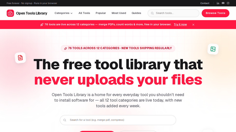 Screenshot of Open Tools Library
