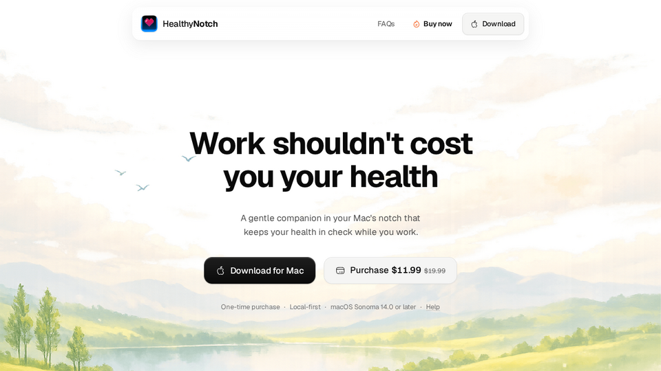 Screenshot of HealthyNotch