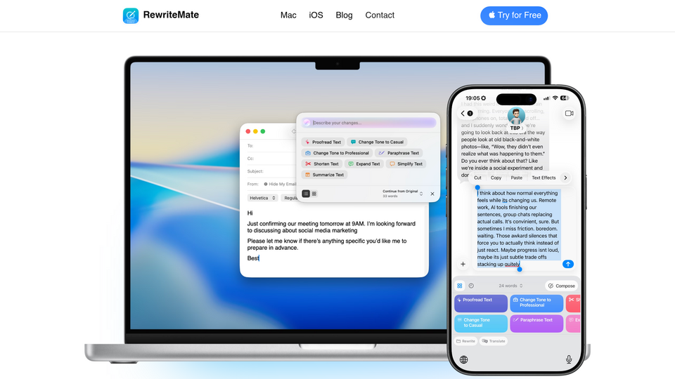 Screenshot of RewriteMate