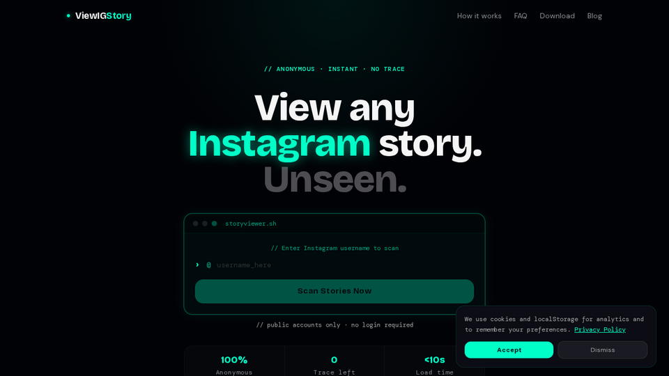 Screenshot of ViewIGStory