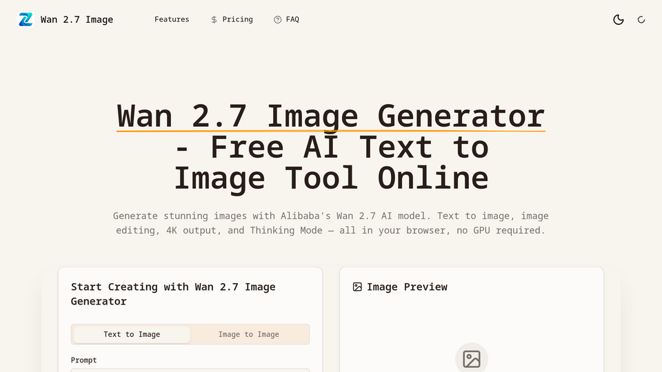 Screenshot of Wan 2.7 Image Generator
