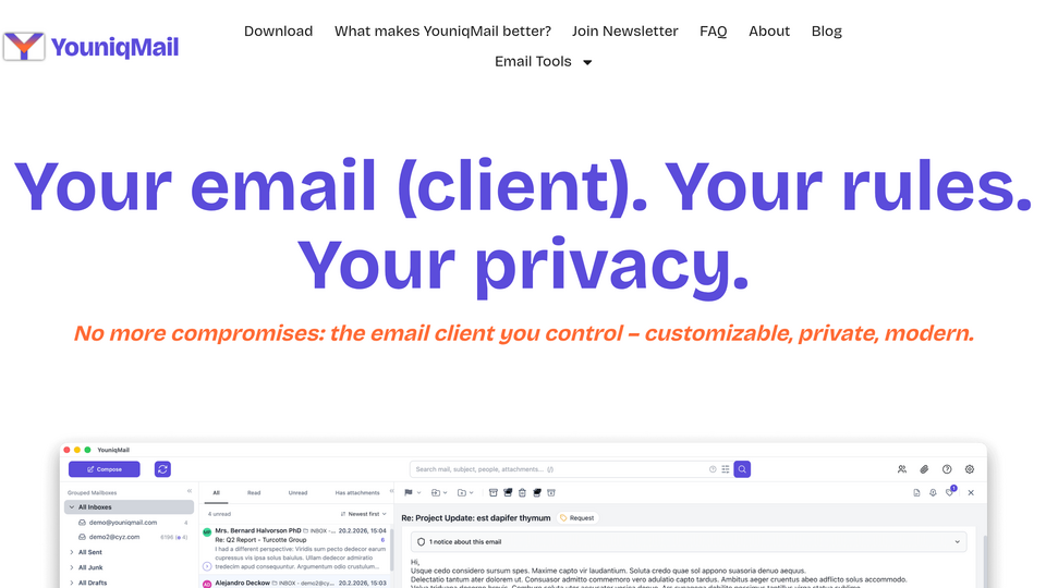Screenshot of YouniqMail