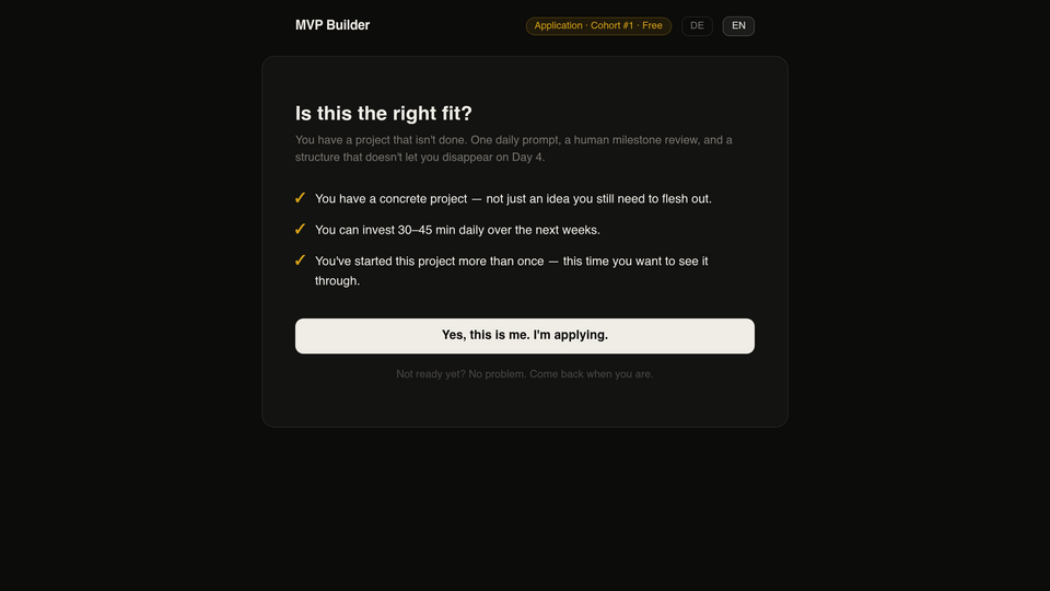 Screenshot of MVP Builder