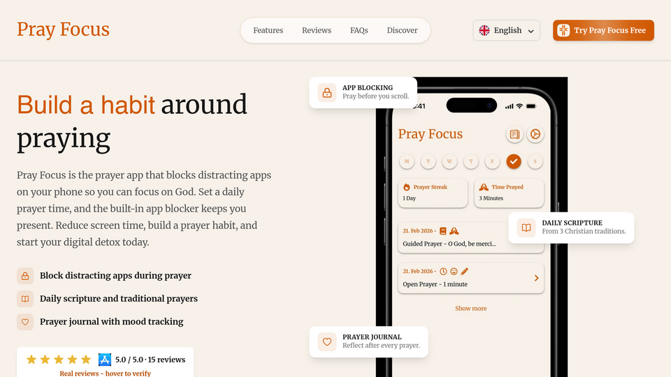 Screenshot of Pray Focus