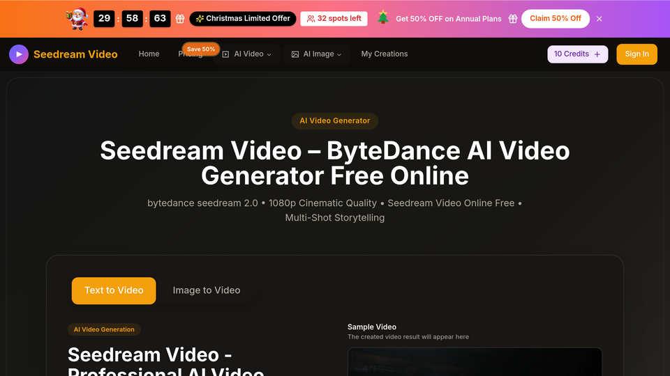 Screenshot of seedream video