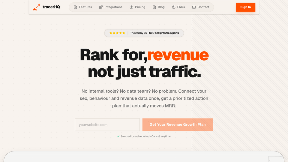 Screenshot of tracerHQ